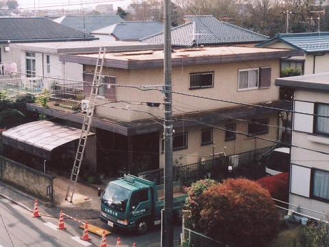台風による屋根全壊（施工前）