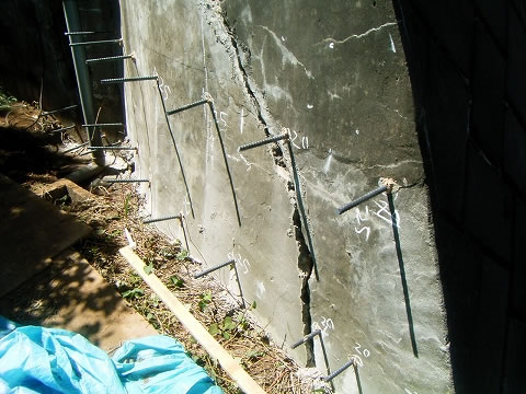 石積擁壁補強工事施工中1