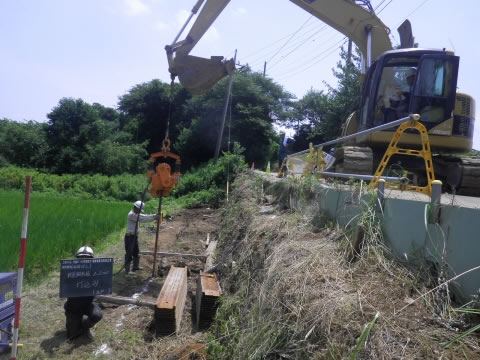 柱状改良及び擁壁工事施工前