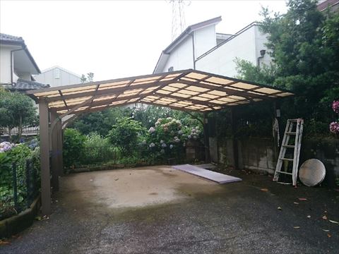 カーポート波板張替工事施工前
